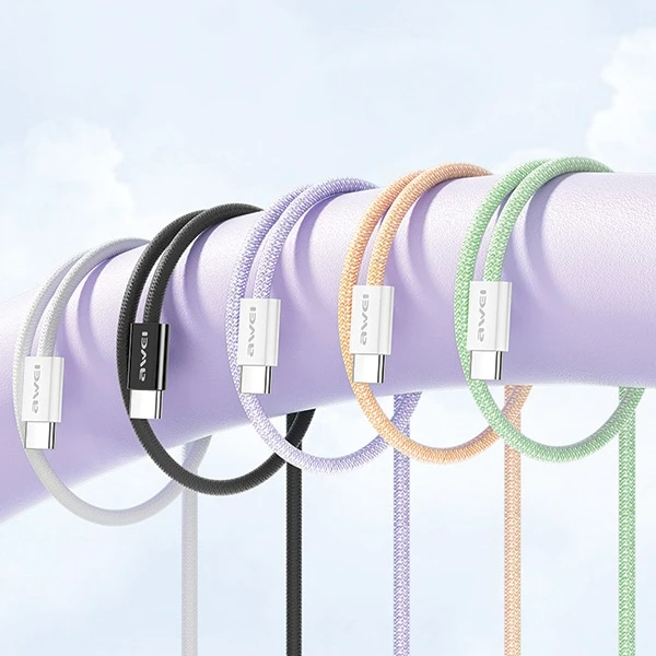 AWEI CL-219T USB-C į USB-C60W juodos spalvos Apple iPhone 15 kabelis