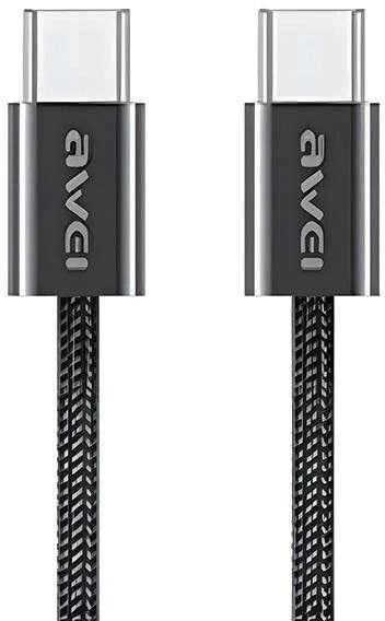 AWEI CL-219T USB-C į USB-C60W juodos spalvos Apple iPhone 15 kabelis