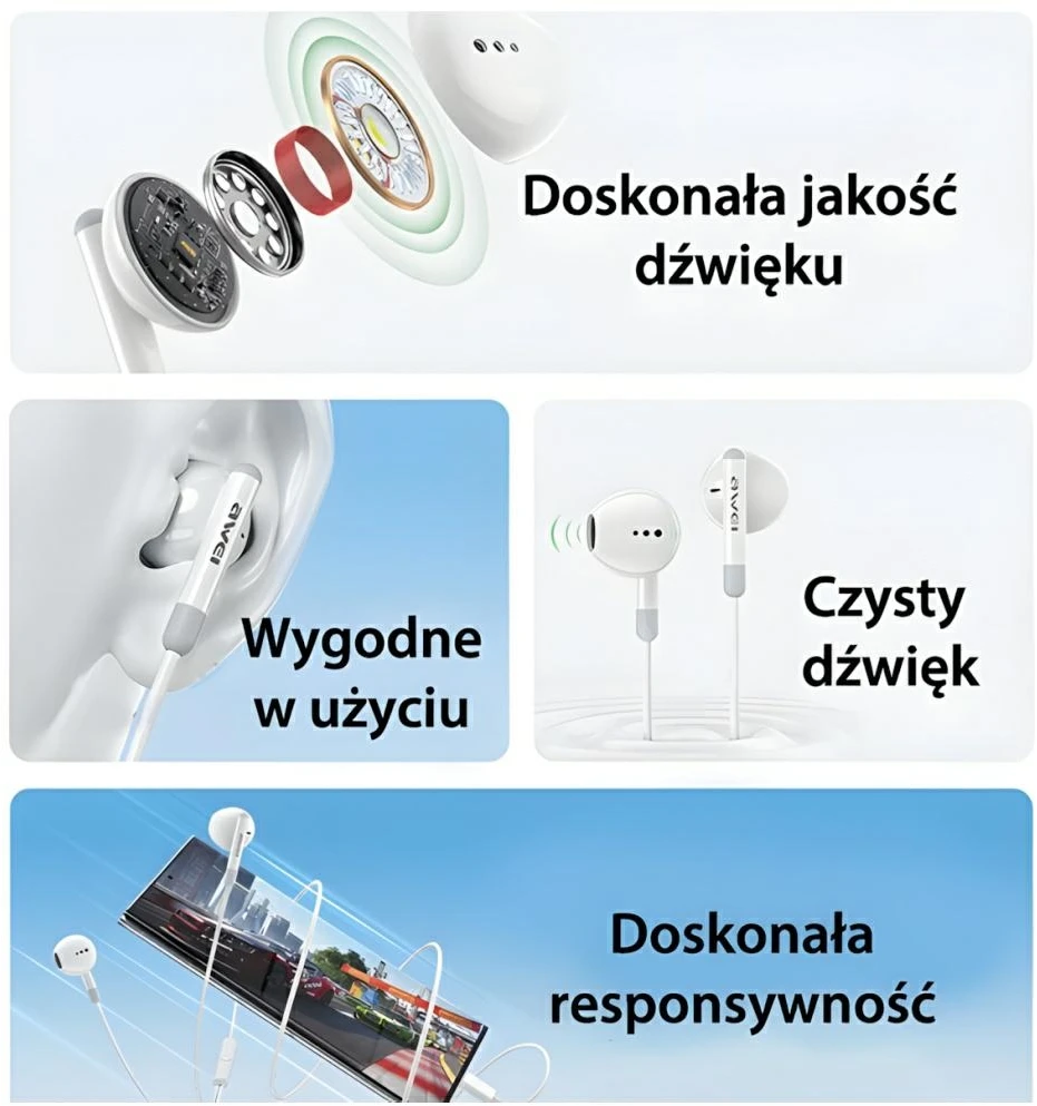 AWEI PC-6T USB stereo ausinės-C juodos spalvos