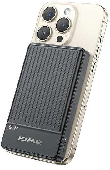 AWEI PowerBank MagSafe P33K 10000mAh22.5W juodos spalvos