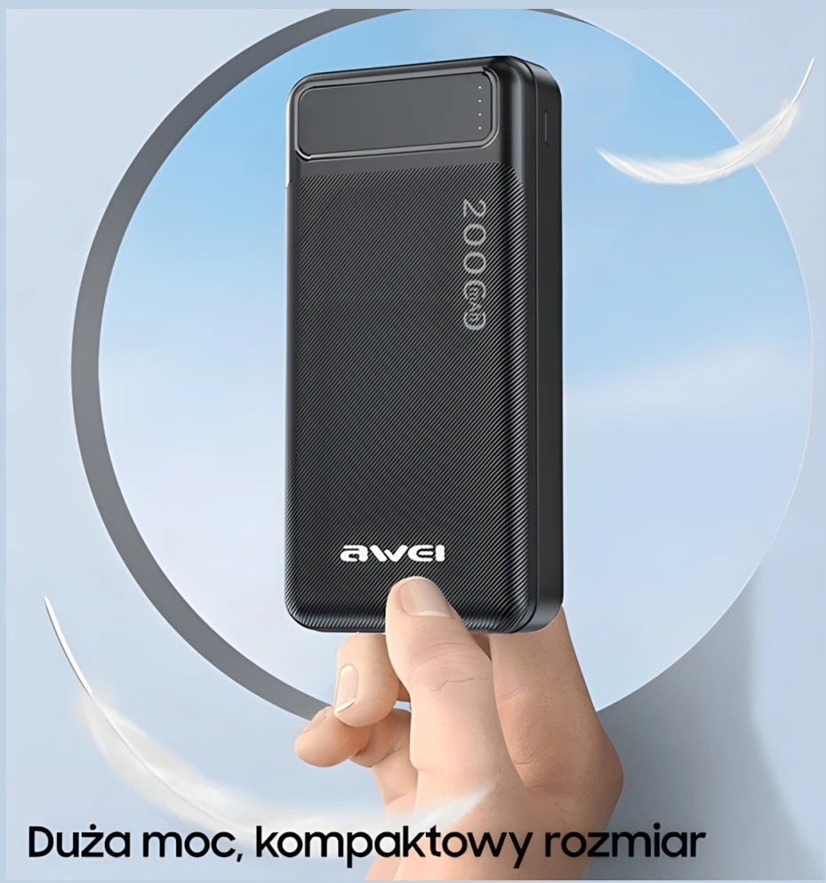 Išorinė baterija Power Bank Awei P6K 5V/2.1A 20000mAh juoda
