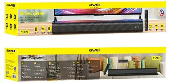 Namų kino sistema AWEI Soundbar Bluetooth Y999 juodos spalvos