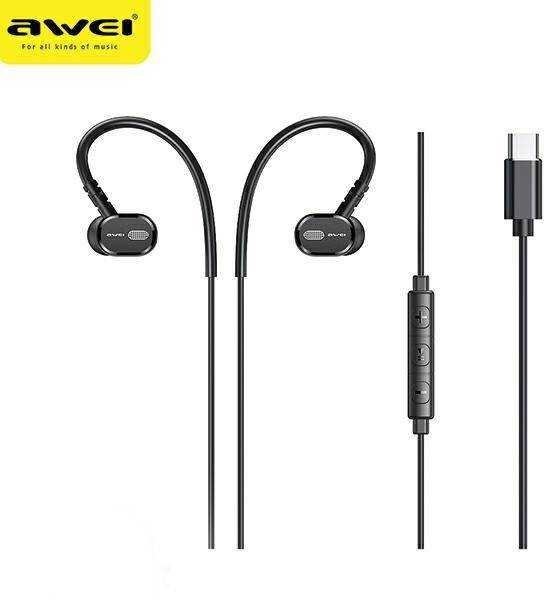 AWEI TC-6 USB stereo ausinės-C juodos spalvos