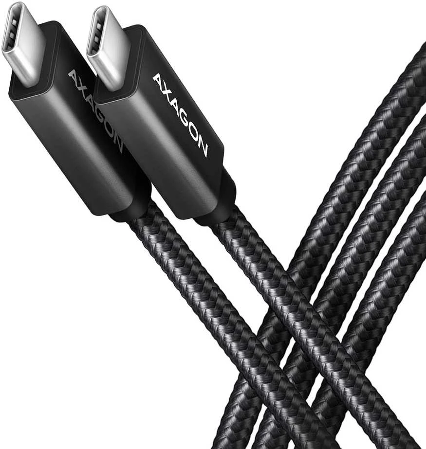 AXAGON BUCM32-CM15AB laidas USB-C <-> USB-C 3.2 Gen 2, 1.5m, PD 100W, 5A, 4K HD, ALU, pintas, Juodas