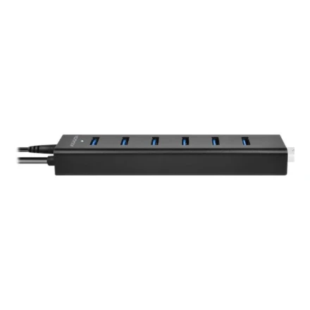AXAGON HUE-SA7BP 7x USB3.0 ALU įkrovimo šakutė, įsk. AC Adapteris, Juodas