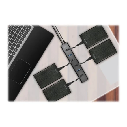 AXAGON HUE-SA7BP 7x USB3.0 ALU įkrovimo šakutė, įsk. AC Adapteris, Juodas
