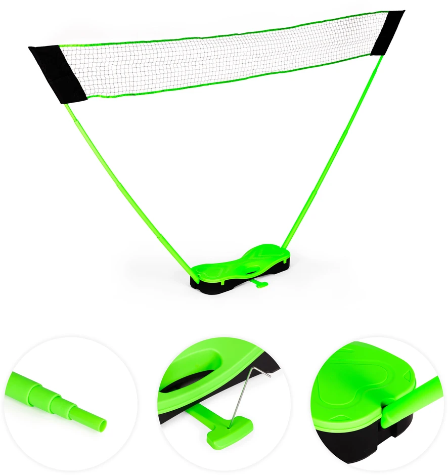 Badmintono rinkinys 300×156 cm sulankstomas tinklas, raketės, skraidukai, lagaminas, MOVEPRO