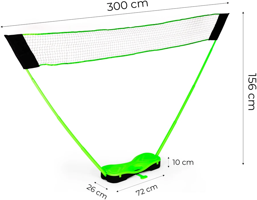 Badmintono rinkinys 300×156 cm sulankstomas tinklas, raketės, skraidukai, lagaminas, MOVEPRO
