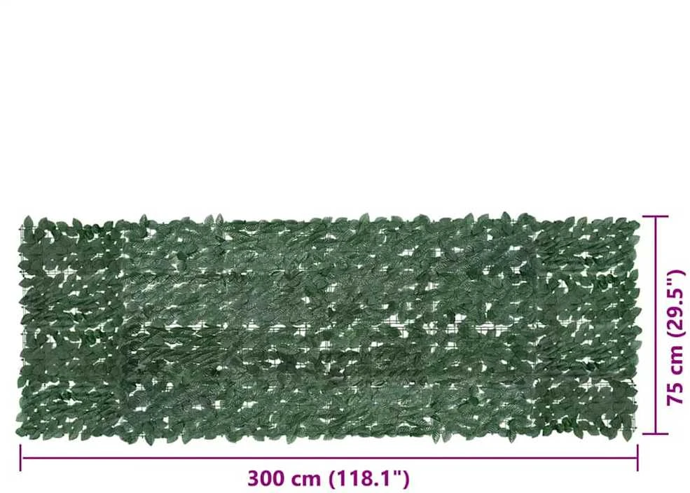 Balkono pertvara, 300x100cm, su tamsiai žaliais lapais