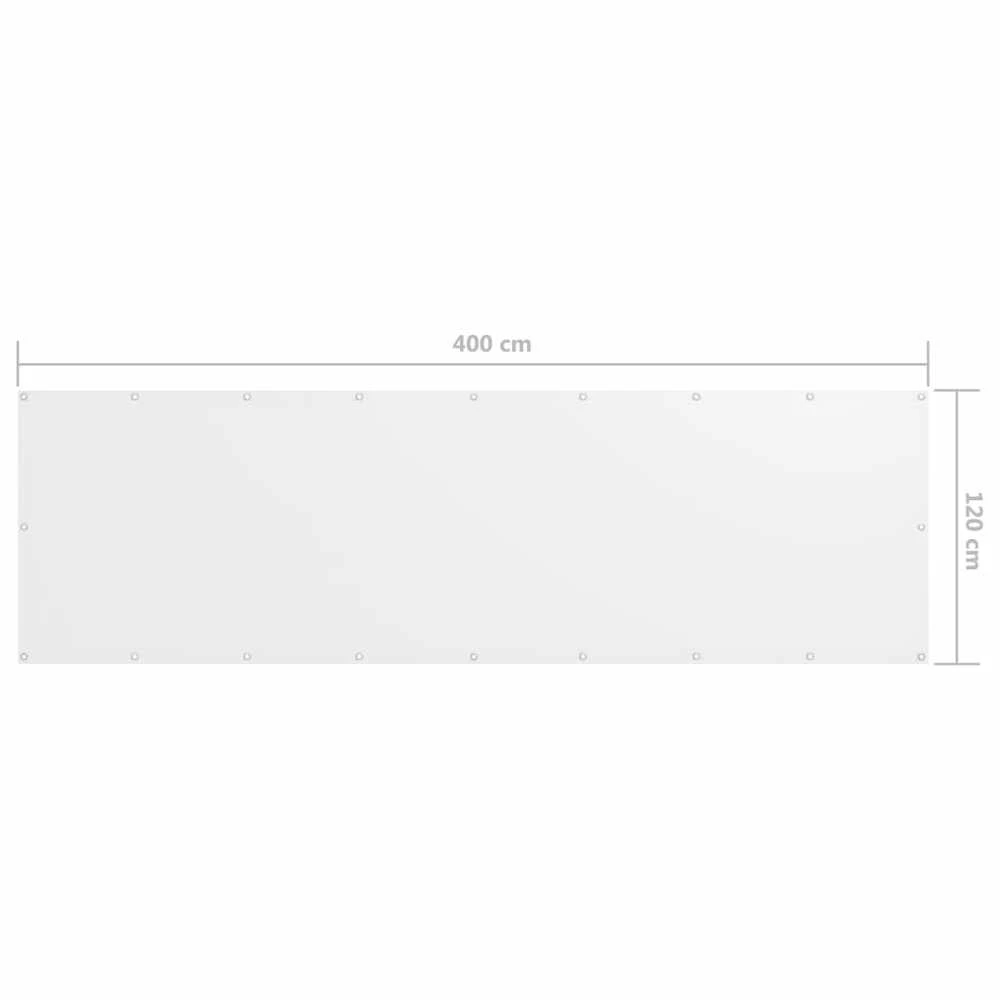 Balkono pertvara, baltos spalvos, 120x400cm, oksfordo audinys