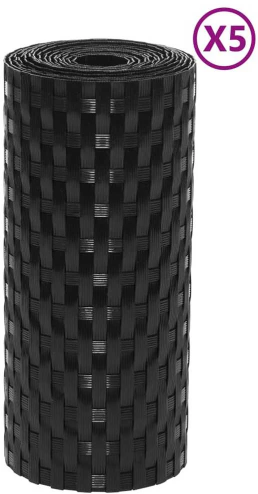 Balkono pertvaros, 5vnt., juodos spalvos, 255x19cm, poliratanas