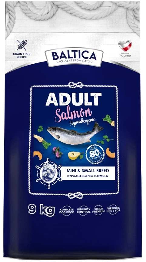 Šunų maistas - BALTICA Excellent Hipolerginis Suaugusių Mažų Veislių Lašiša 9kg