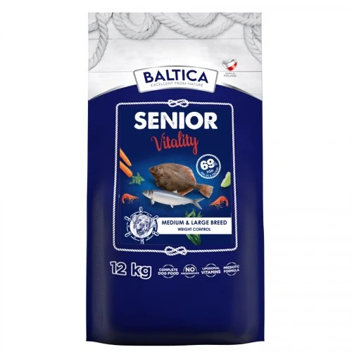 BALTICA Excellent Senior Vitality Baltic fish Vidutinių ir didelių veislių dešrelės Maistas šunims 12 kg