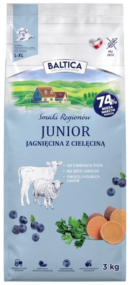 BALTICA Flavours of regions Junior ėriena with veal – sausas Maistas šunims – 3kg