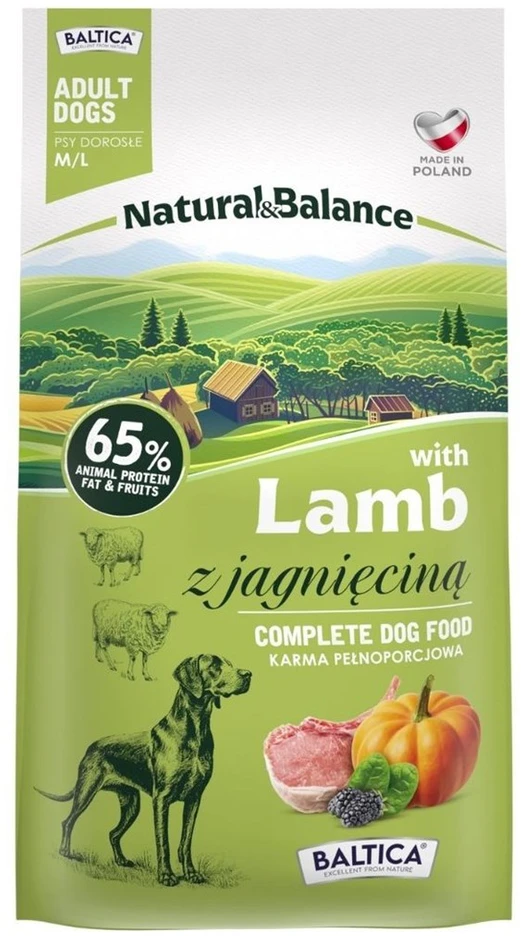 BALTICA Natural & Balance Ėriena M/L – sausas pašaras šunims – 3kg