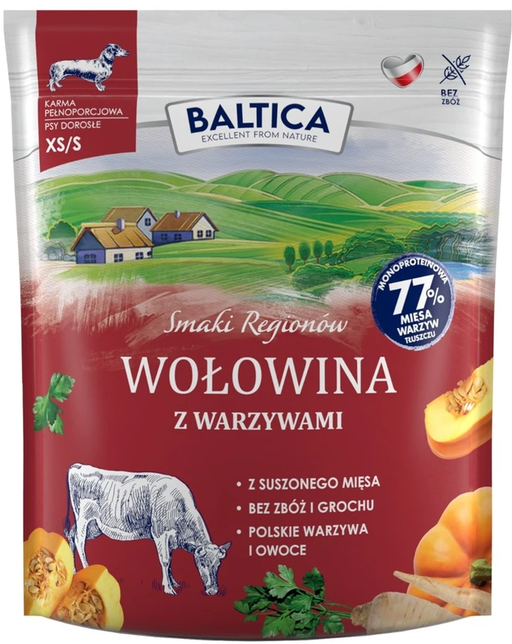 BALTICA Smaki regionów jautiena with vegetables Small breeds Mono – sausas Maistas šunims – 1kg
