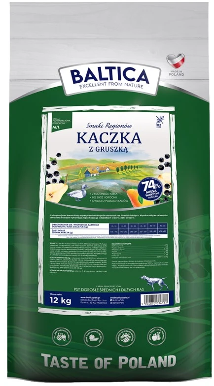 BALTICA Smaki regionów Medium and large breeds antiena with pear – sausas Maistas šunims – 12kg