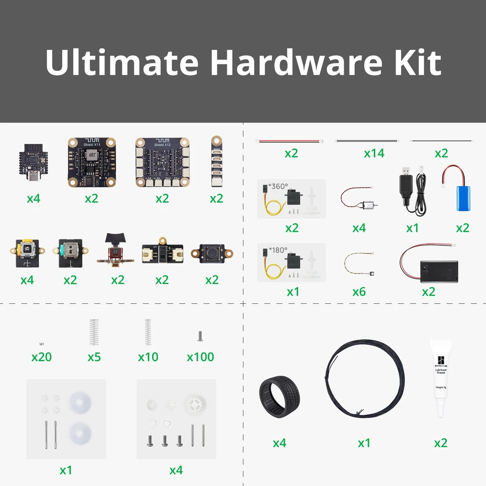 CyberBrick Ultimate Hardware Kit – ZK003 – rinkinys nuotoliniu būdu valdomiems modeliams konstruoti ir programuoti – Bambu Lab