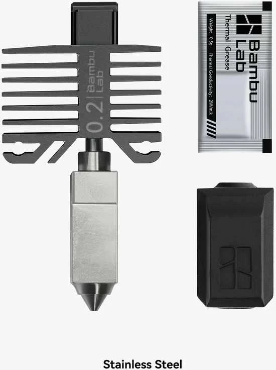 Hotend galvutė 0.2mm - skirta Bambu Lab X1 ir P1 serijų spausdintuvams