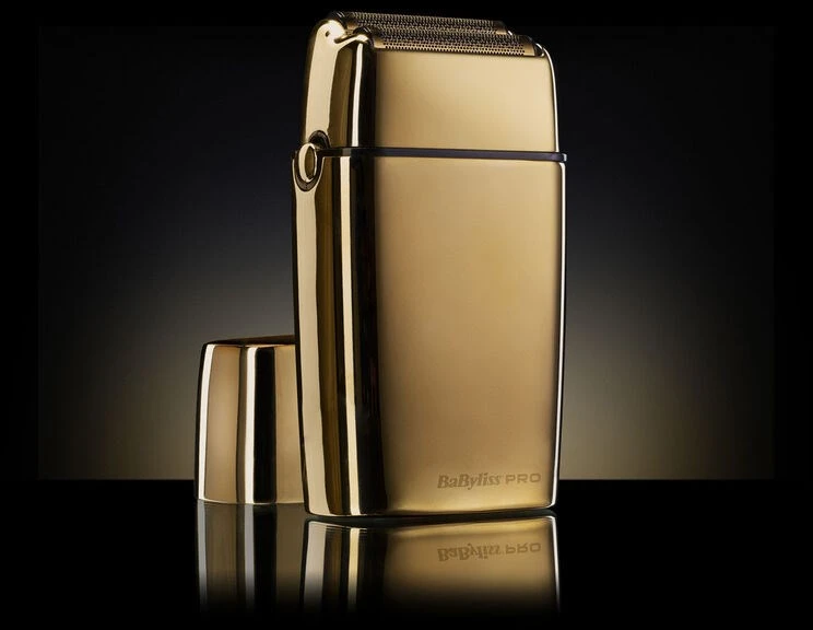 Barzdaskutė Bosch Mobili įkraunama plaukų skutimo mašinėlė BaByliss PRO Double Foil Metal Shaver Gold FXFS2GE, aukso spalvos