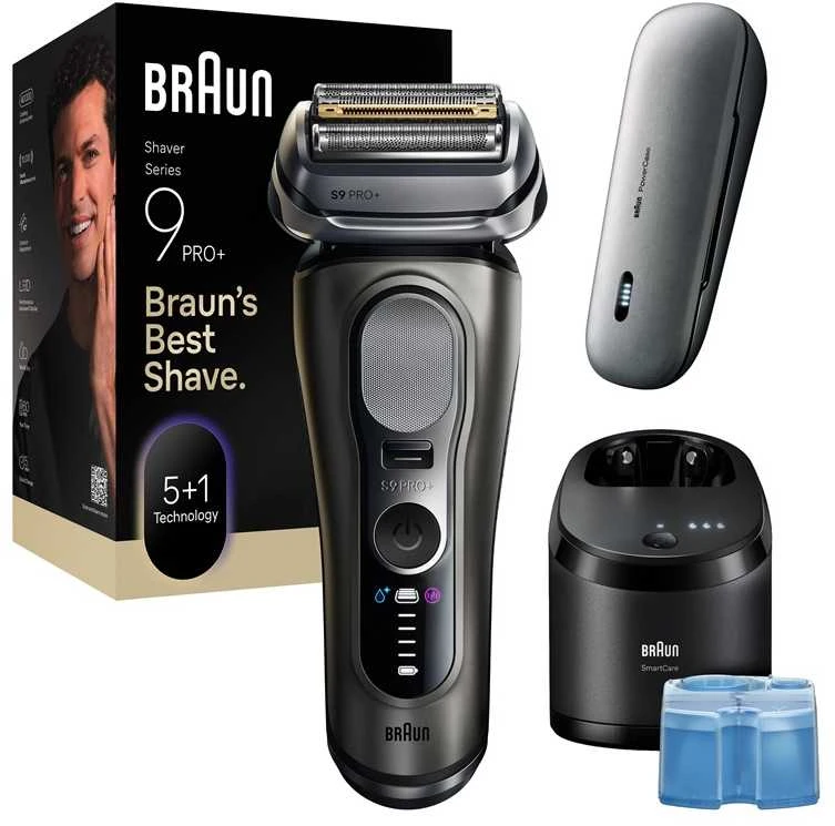 Braun 9675CC Barzdaskutė Series 9 PRO+ Clean&Charge +Power Case / pilkas