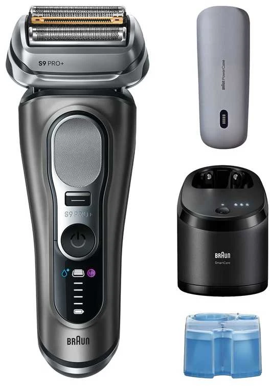 Braun 9675CC Barzdaskutė Series 9 PRO+ Clean&Charge +Power Case / pilkas