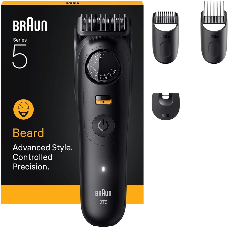 Barzdaskutė Braun BeardTrimmer 9 BT5520 barzdos kirpimo mašinėlė Baterija 40 2 cm „Wet & Dry“ Juoda
