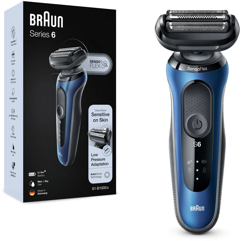 Barzdaskutė Braun Series 6 61-B1000s Skustuvas Juoda, Mėlyna