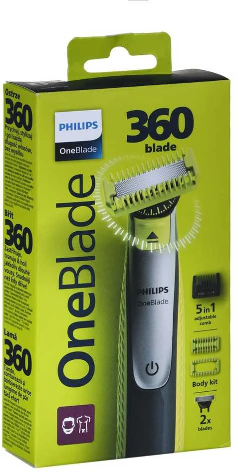 Philips OneBlade 360 pakuotė su priedais