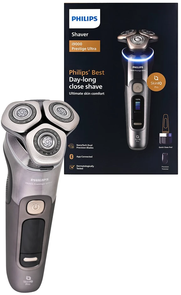 „Philips i9000 Prestige Ultra XP9402/31“ elektrinis skustuvas drėgnam ir sausam skutimui su „SkinIQ Pro“