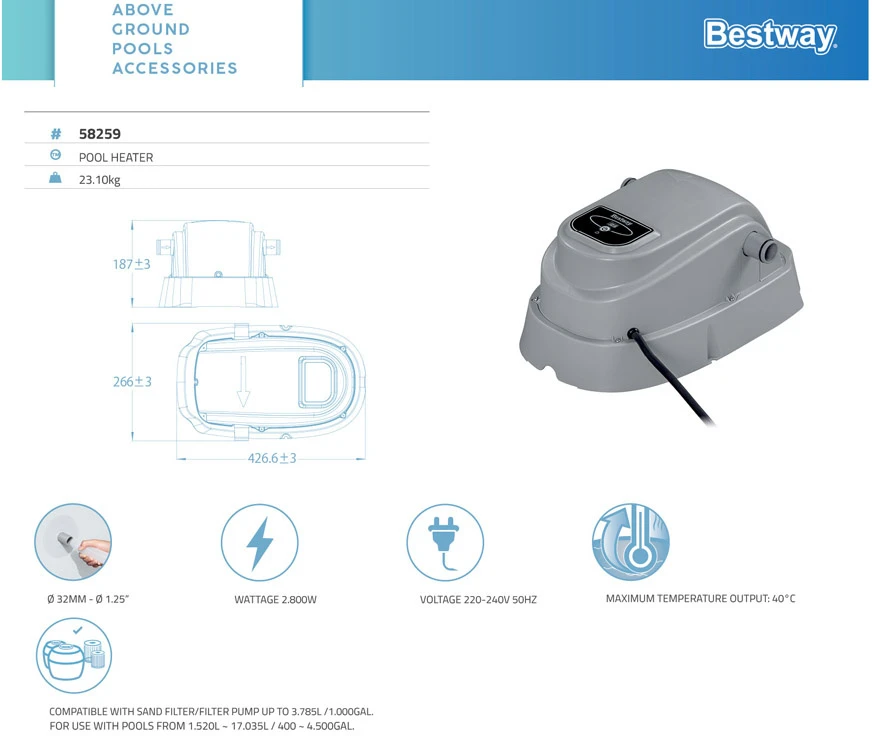 Baseino šildytuvas Bestway 58259