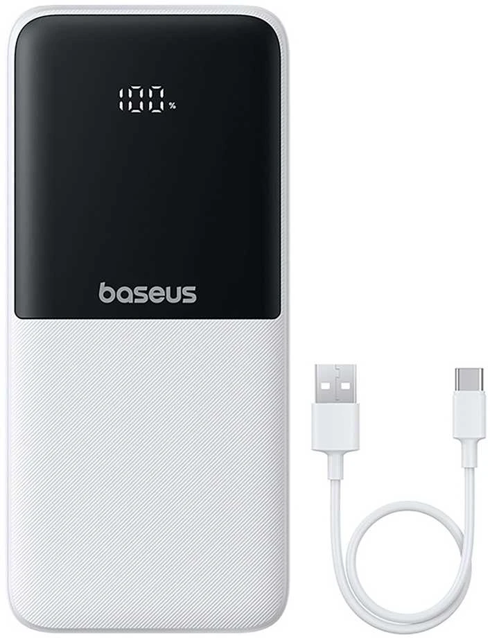 Baseus „A6ac4 Lipow“ 10000mAh 22,5 W išorinė baterija su dviem integruotais laidais (su „A6ac4 Simple USB-A - USB-C 3A 20 cm“ laidu) – balta