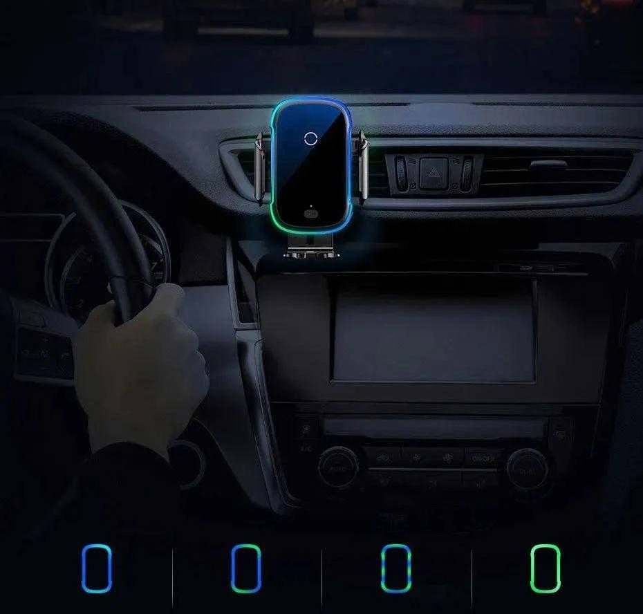 Baseus Light Electric Automobilinis laikiklis su Qi belaidžiu įkrovimu - Juodas