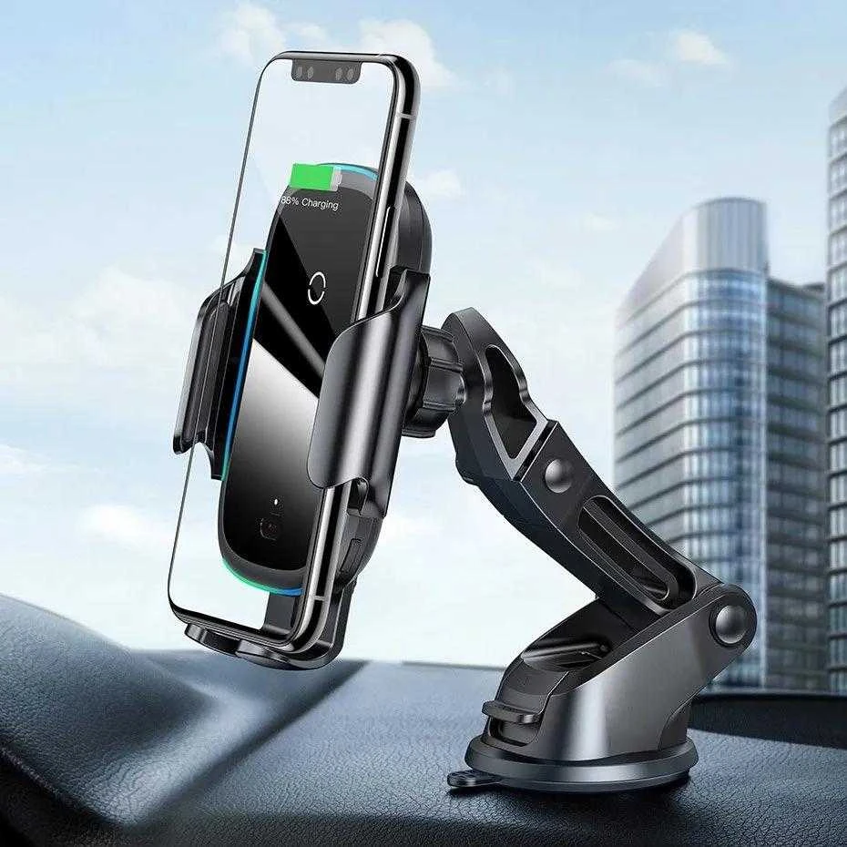 Baseus Light Electric Automobilinis laikiklis su Qi belaidžiu įkrovimu - Juodas
