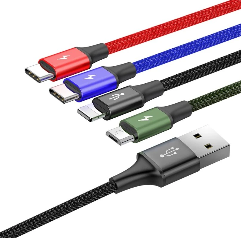 Baseus Fast USB kabelis 4in1 2xUSB-C / Lightning / Micro 3.5A 1.2m - Juodas
