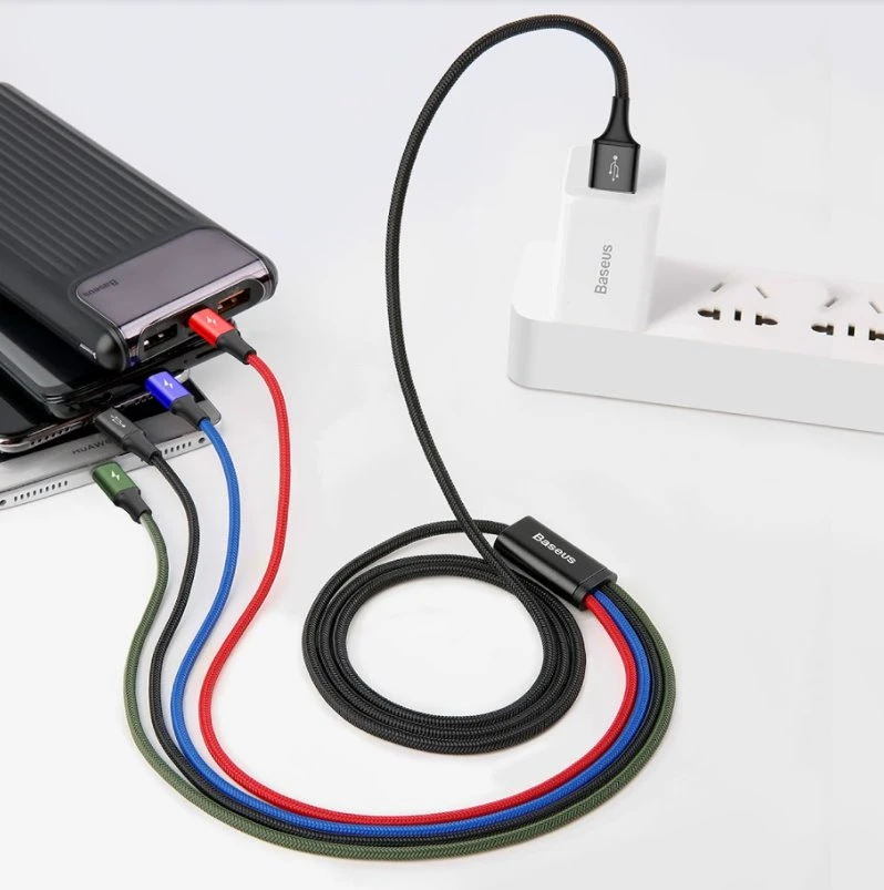 Baseus Fast USB kabelis 4in1 2xUSB-C / Lightning / Micro 3.5A 1.2m - Juodas