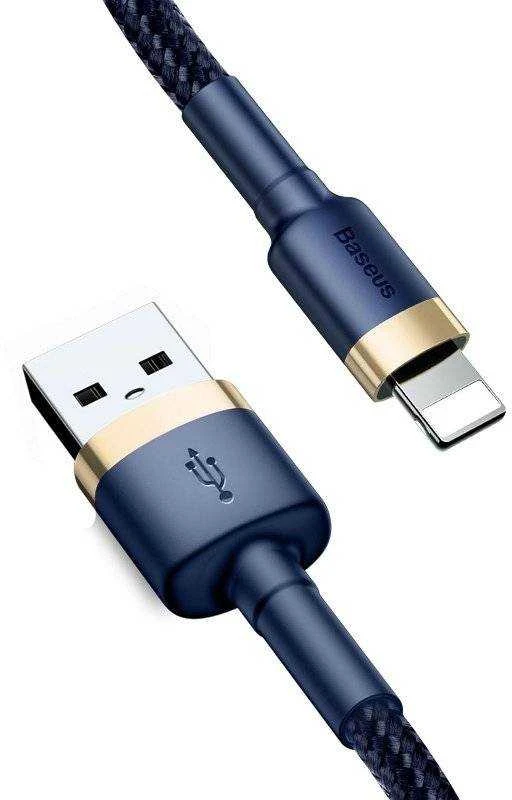 Baseus Cafule Lightning kabelis 2.4A 1m - Auksinis / Tamsiai mėlynas