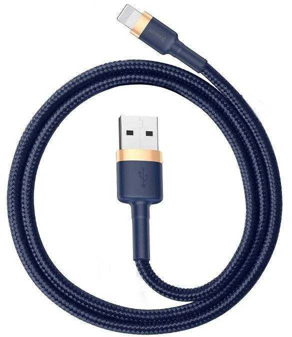 Baseus Cafule Lightning kabelis 2.4A 1m - Auksinis / Tamsiai mėlynas