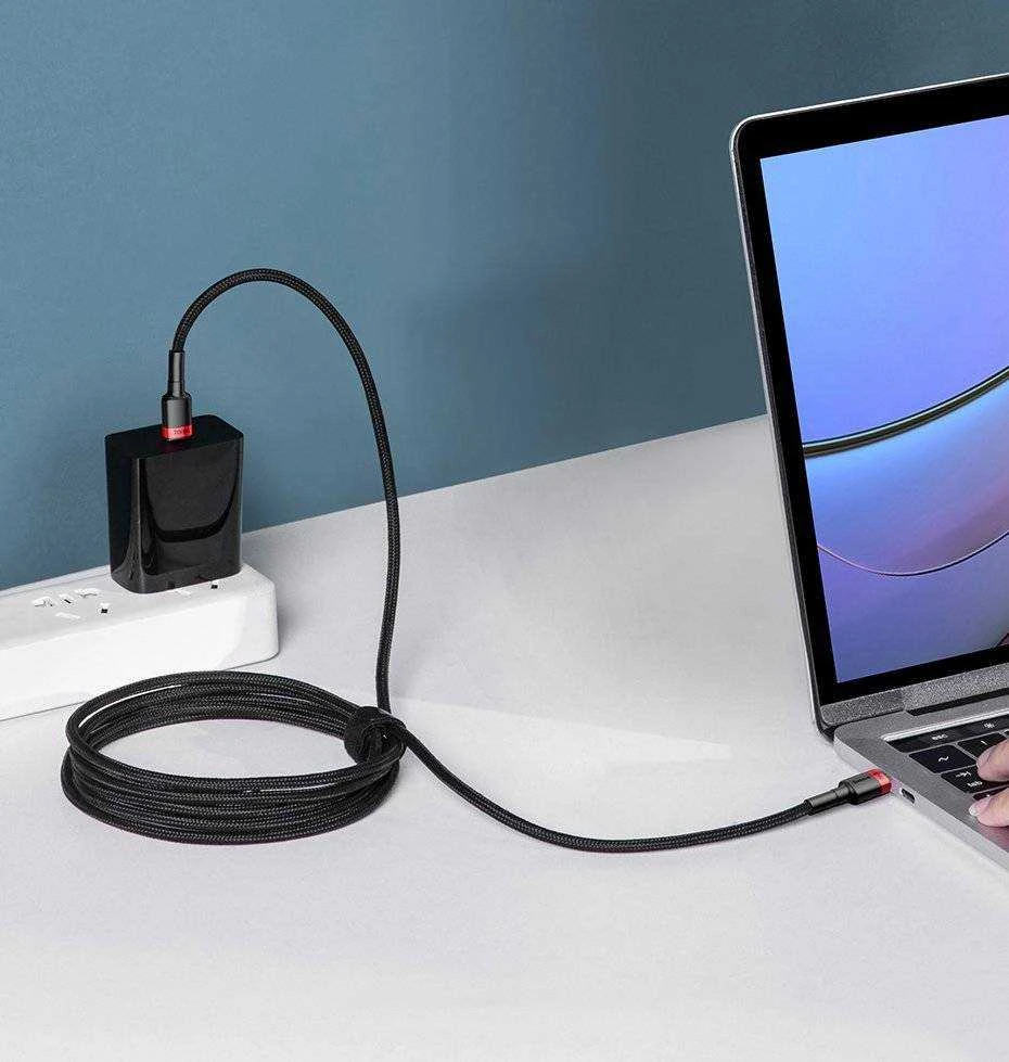 Baseus Cafule PD2.0 100W greito įkrovimo USB-C kabelis 20V 5A 2m - Pilkas / Juodas