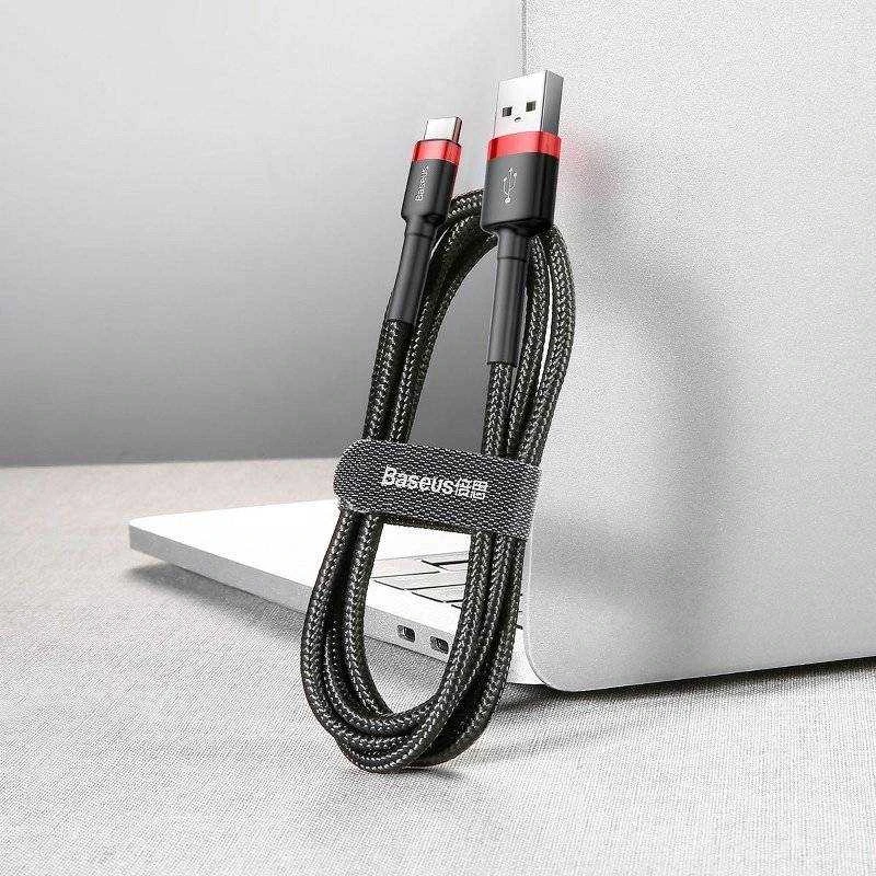 Baseus Cafule USB-C kabelius 2A 3m - Juodas / Raudonas