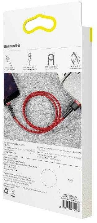 Kabelis Baseus USB2.0 A - IP lightning, 0.5 m, QC3.0 su nailoniniu šarvu Cafule raudonas/juodas