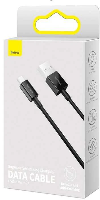 USB kabelis Baseus Superior iš USB į microUSB 2A 2.0m juodas CAMYS-A01