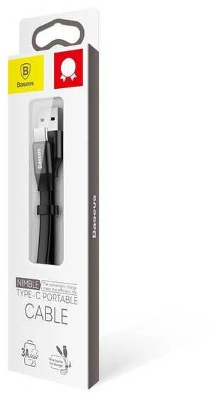 Baseus CATMBJ-01 Nimble USB-C nešiojamas laidas 23cm juodas