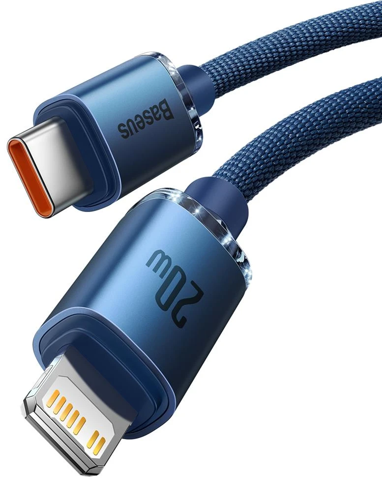 Baseus laidas Crystal Shine USB-C – Lightning 2,0 m 20W mėlynas
