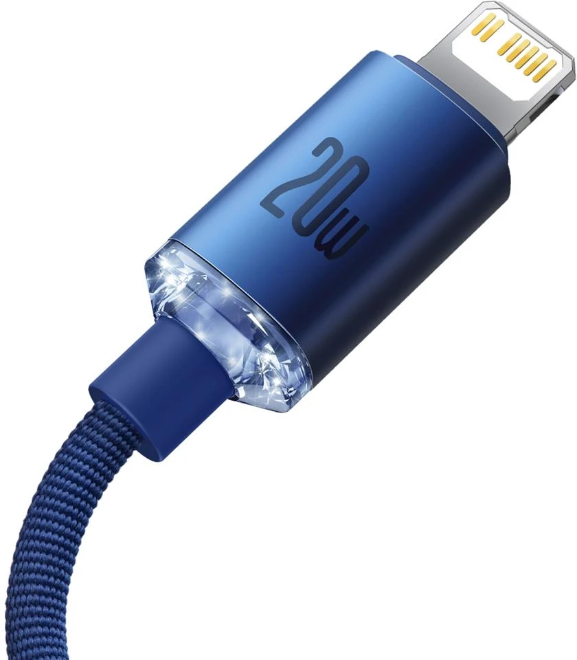 Baseus laidas Crystal Shine USB-C – Lightning 2,0 m 20W mėlynas