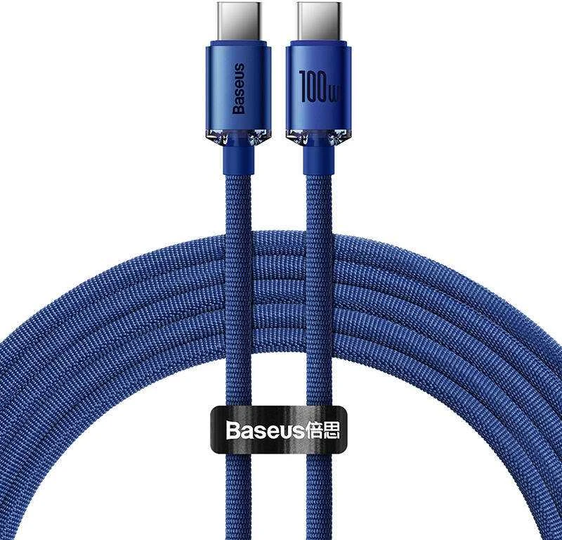 Baseus Crystal Shine kabelis USB-C - USB-C 100W 1.2m mėlynas