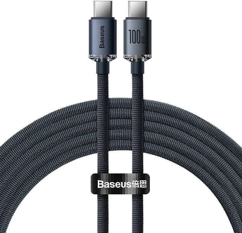 Baseus Crystal USB-C - USB-C laidas 100W 1.2m - Juodas