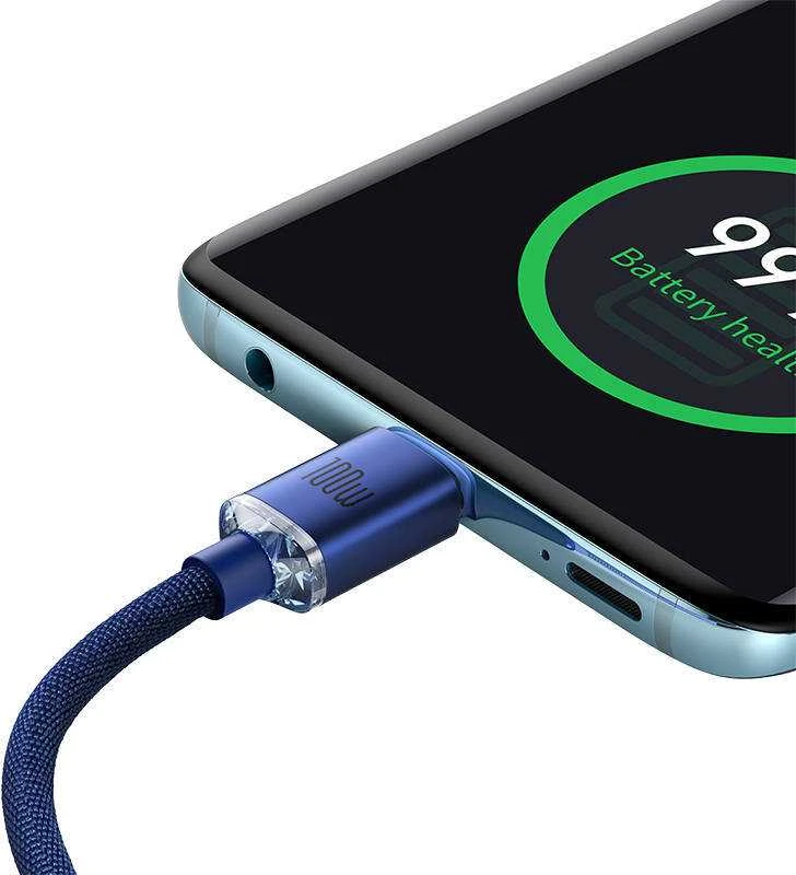 Baseus Crystal Shine kabelis USB-C - USB-C 100W 1.2m mėlynas
