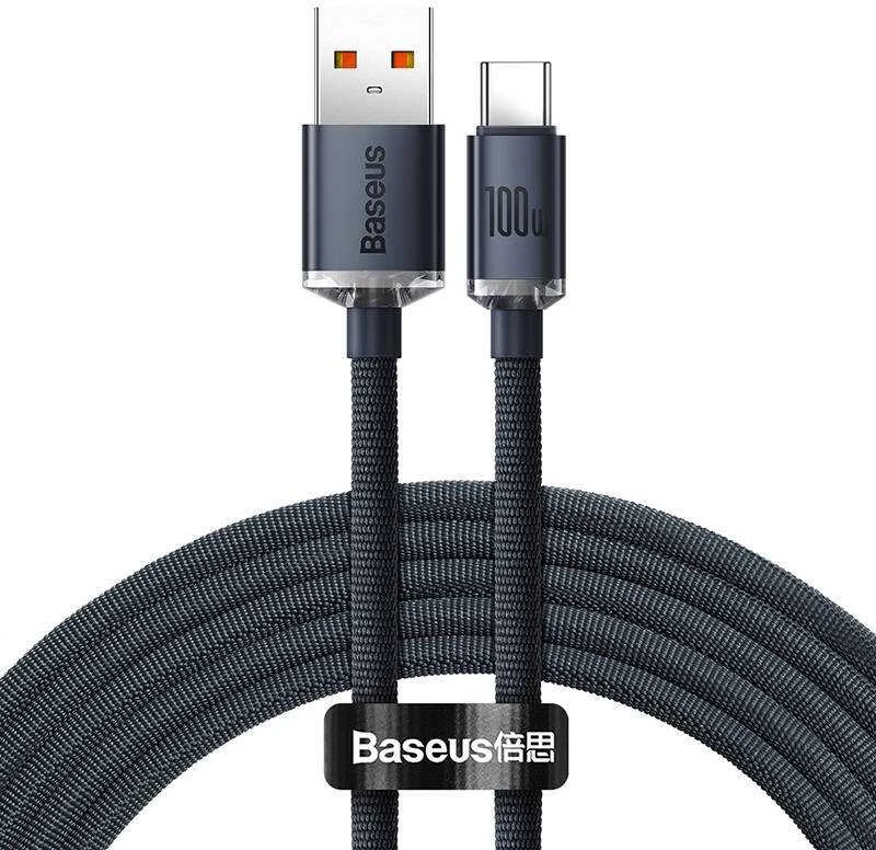 Baseus Crystal USB - USB-C laidas 100W 1.2m - Juodas