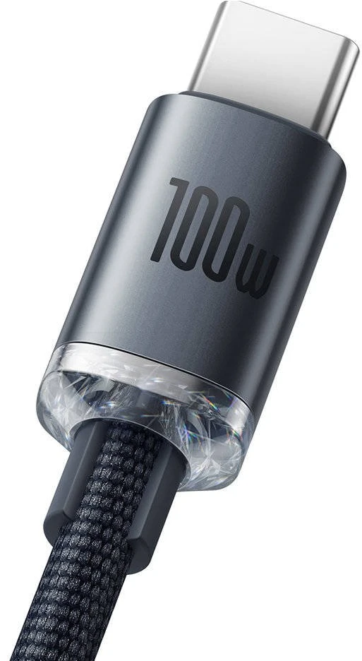 Baseus Crystal USB-USB-C laidas, 100W, 2m - juodas